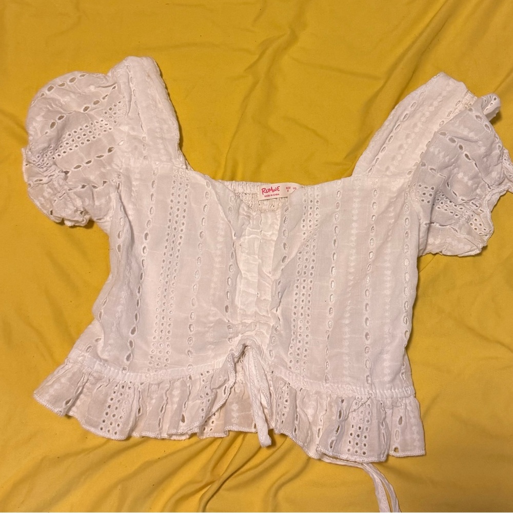 White ruffled crop top